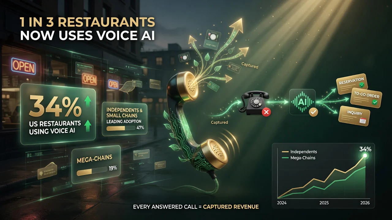 34 percent AI phone adoption across US restaurants, independents leading