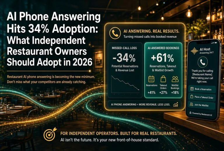 AI Phone Answering Hits 34% Adoption: What Independent Restaurant Owners Should Adopt in 2026