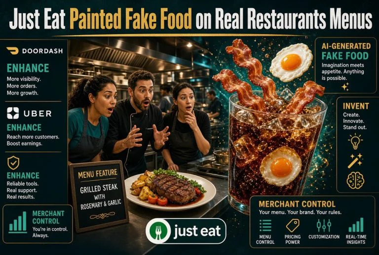 Just Eat Painted Fake Food on Real Restaurants Menus